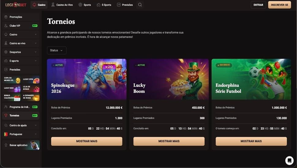 Legionbet casino torneios