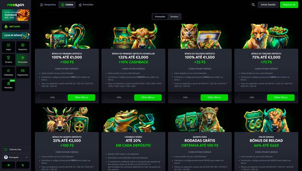 Neospin Casino promocoes