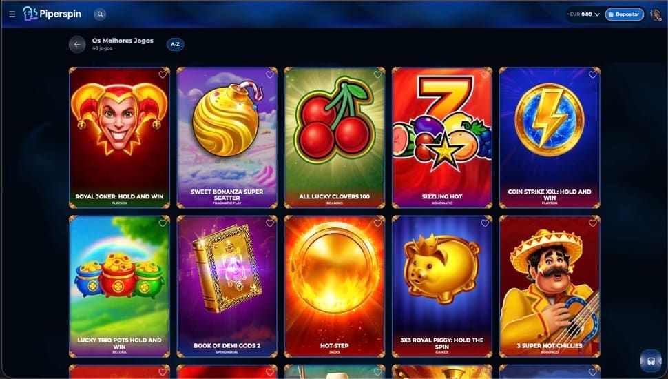 Página de jogos do PiperSpin Casino