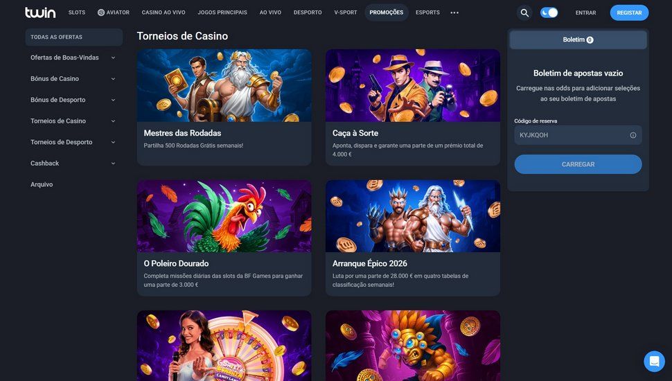 Twin casino Torneios