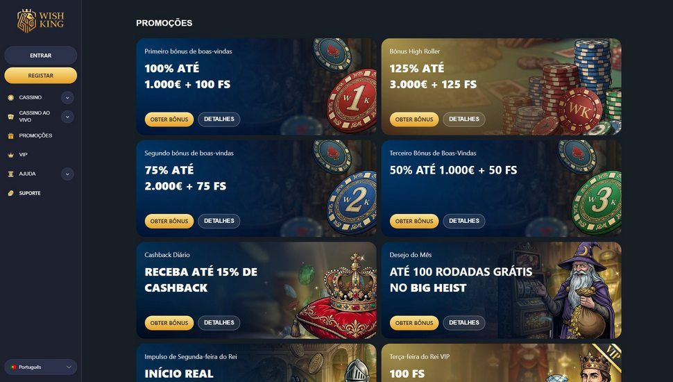 WishKing casino promoções