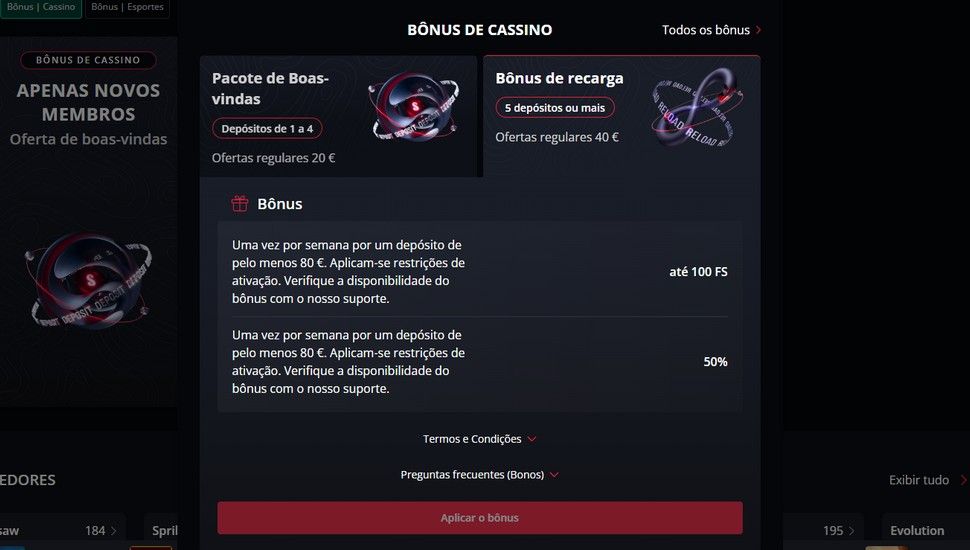 Bónus de Recarga em Dinheiro