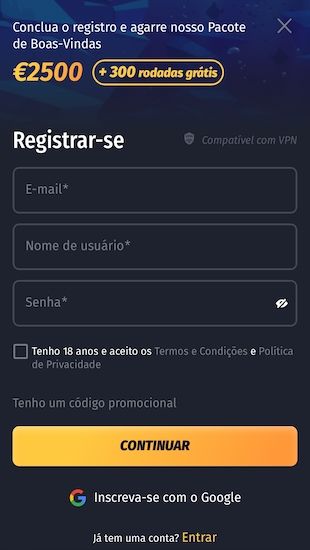 winshark cria a tua conta