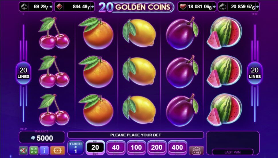 20 Golden Coins slot Jogabilidade