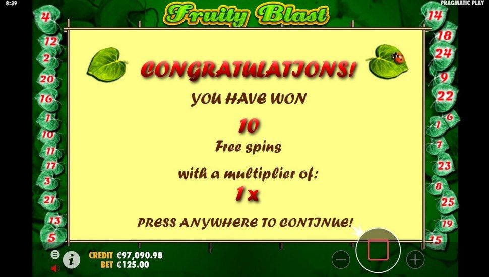 Fruity Blast slot bónus