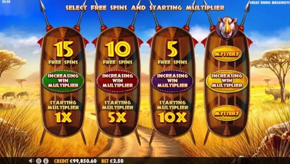 Great Rhino Megaways slot Bonus