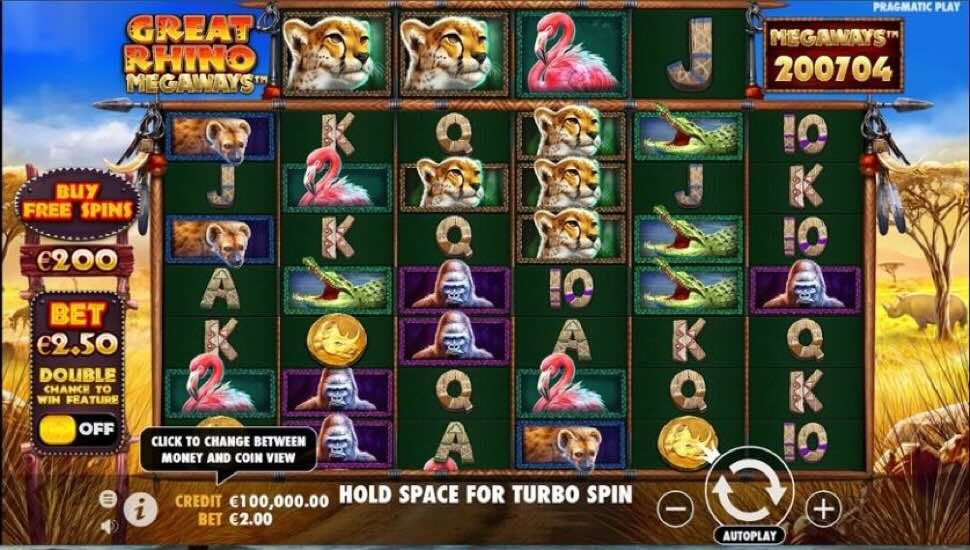Great Rhino Megaways slot Jogabilidade